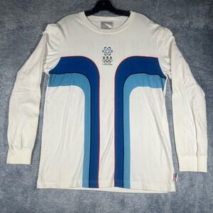 Roots Torino 2006 USA Olympics Long Sleeve T-Shirt White Men Small Retro Graphic